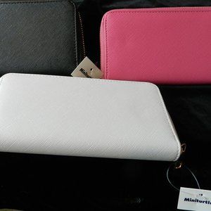 NWT Women's Large Wallet Pink, Black or White   Miniturtle Brand    Vegan